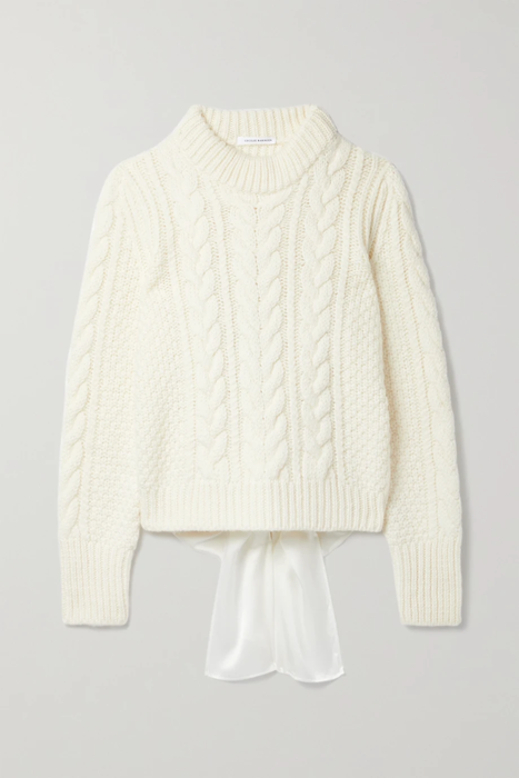 유럽직배송 세실리에반센 CECILIE BAHNSEN Geneva silk-trimmed cable-knit wool and alpaca-blend sweater 16114163151109641