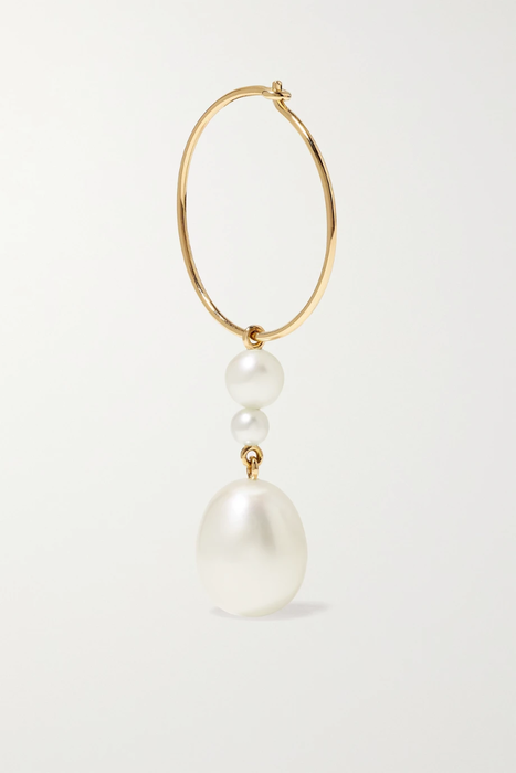 유럽직배송 소피빌리브라헤 귀걸이 SOPHIE BILLE BRAHE L&#039;Eau 14-karat gold pearl single hoop earring 10163292708173509