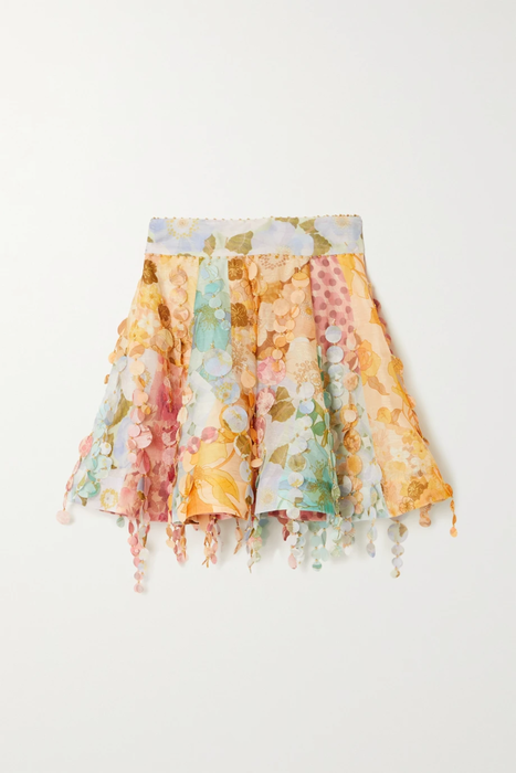 유럽직배송 짐머만 ZIMMERMANN Tempo embellished floral-print linen and silk-blend mini skirt 16114163150494374