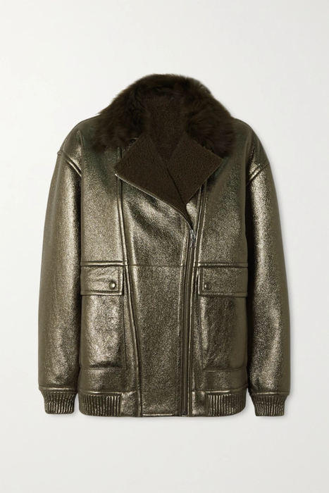 유럽직배송 이브살로몬 자켓 YVES SALOMON Shearling-trimmed metallic textured-leather jacket 25185454455931174