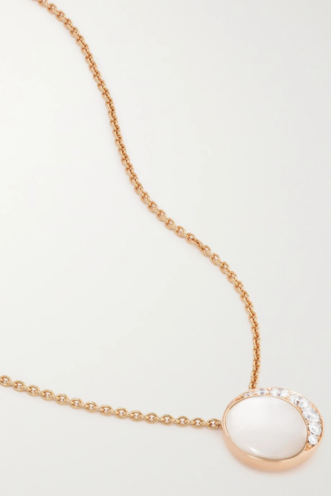 유럽직배송 데이비드 모리스 목걸이 DAVID MORRIS Fortuna 18-karat rose gold, mother-of-pearl and diamond necklace 29419655931484158