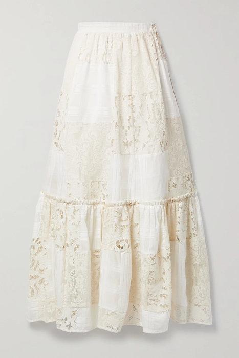 유럽직배송 짐머만 스커트 ZIMMERMANN Andie patchwork cotton-blend corded lace and jacquard midi skirt 22250442025748822