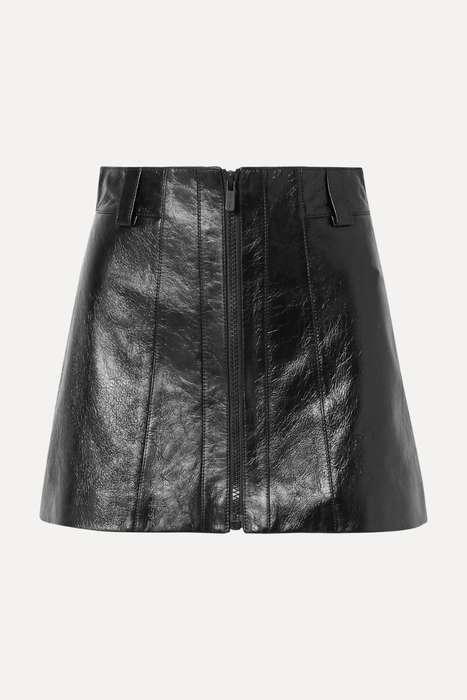 유럽직배송 미우미우 MIU MIU Crinkled glossed-leather mini skirt 17957409495382669