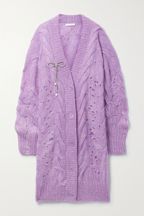 유럽직배송 아레아 AREA Oversized embellished cable-knit mohair-blend cardigan 16114163150445490