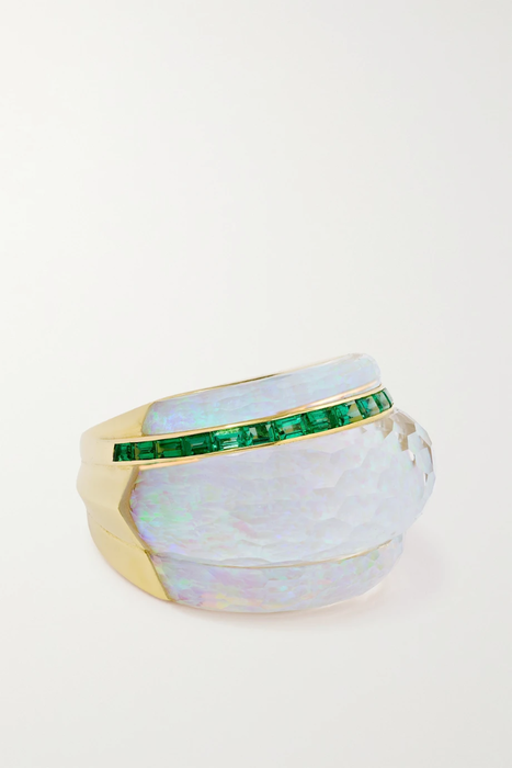 유럽직배송 STEPHEN WEBSTER CH₂ 18-karat gold, quartz and emerald ring 27086482324504433