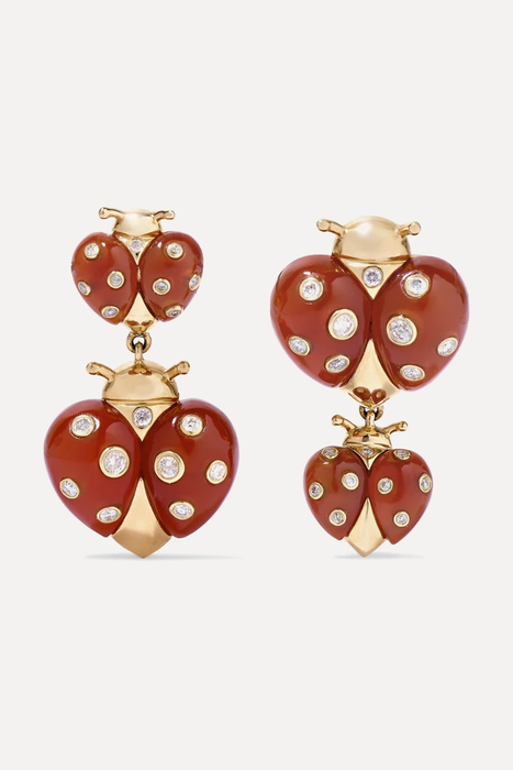 유럽직배송 YVONNE LÉON 18-karat gold, agate and diamond earrings 22831760542332770