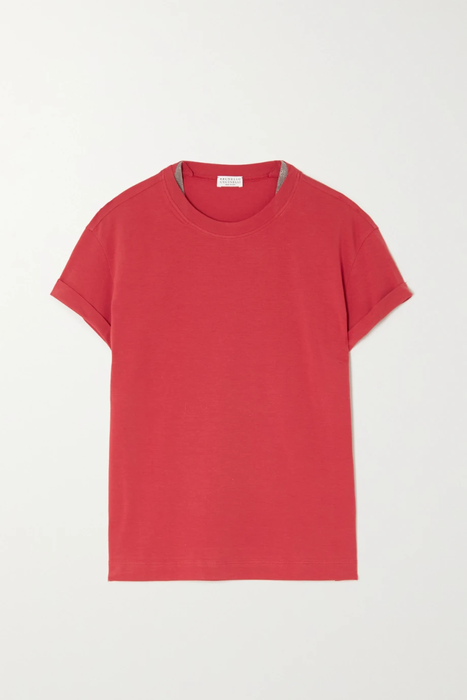 유럽직배송 브루넬로쿠치넬리 티셔츠 BRUNELLO CUCINELLI Bead-embellished stretch-cotton jersey T-shirt 29419655932426135