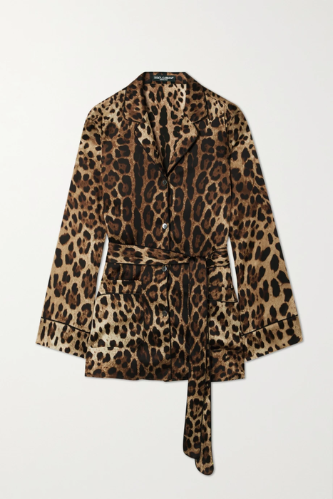 유럽직배송 돌체앤가바나 DOLCE &amp; GABBANA Diva belted leopard-print silk-blend satin pajama shirt 25458910981573058