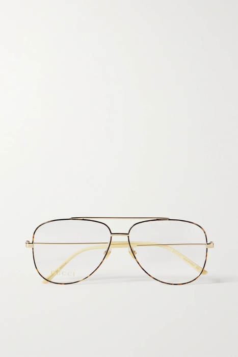 유럽직배송 구찌 GUCCI EYEWEAR Aviator-style tortoiseshell acetate and gold-tone optical glasses 27086482324299985