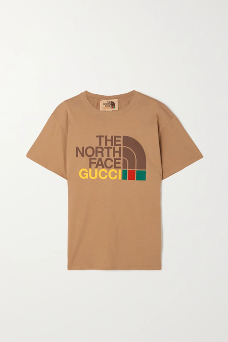 유럽직배송 구찌 GUCCI + The North Face printed cotton-jersey T-shirt 29419655932641674