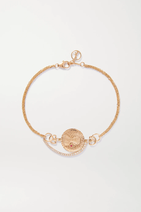 유럽직배송 아니사케르미쉬 팔찌 ANISSA KERMICHE Louise d&#039;Or Coin 14-karat gold multi-stone bracelet 30828384629494835