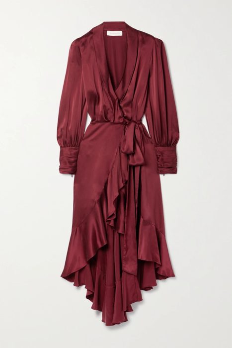 유럽직배송 짐머만 ZIMMERMANN Asymmetric ruffled silk-satin wrap dress 16114163150488833