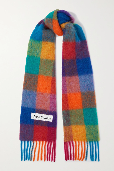 유럽직배송 아크네스튜디오 ACNE STUDIOS Fringed checked knitted scarf 25185454455771338