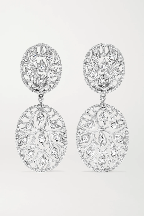 유럽직배송 BUCCELLATI 18-karat white gold diamond earrings 19971654707523039