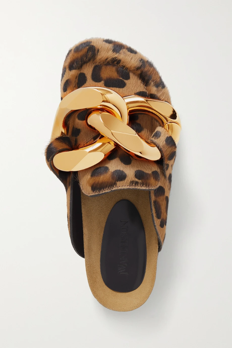 유럽직배송 JW앤더슨 JW ANDERSON Chain-embellished leopard-print calf hair slippers 10163292708209657