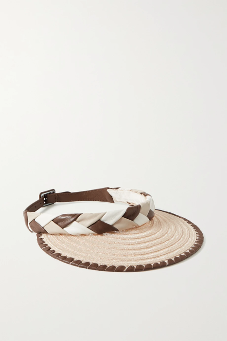 유럽직배송 가브리엘허스트 GABRIELA HEARST Carron braided leather-trimmed straw visor 25185454455770076