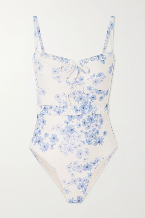 유럽직배송 PEONY + NET SUSTAIN Vacation belted floral-print recycled swimsuit 24772899113588008