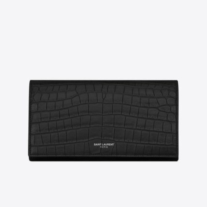 유럽직배송 입생로랑 SAINT LAURENT Large flap wallet in matte crocodile embossed leather 556437DZEDE1000