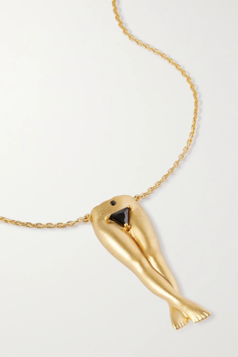 유럽직배송 아니사케르미쉬 목걸이 ANISSA KERMICHE Précieux Pubis gold-plated onyx necklace 4394988608924277