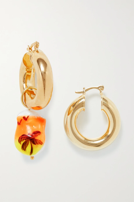 유럽직배송 MARTHA CALVO Sunset Drive gold-plated pearl hoop earrings 25185454456699637