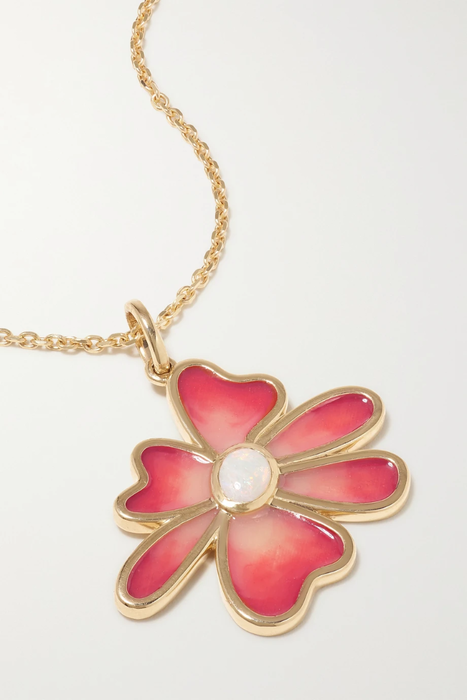 유럽직배송 앨리슨루 목걸이 ALISON LOU Funky Flower 14-karat gold, enamel and opal necklace 27086482324691384