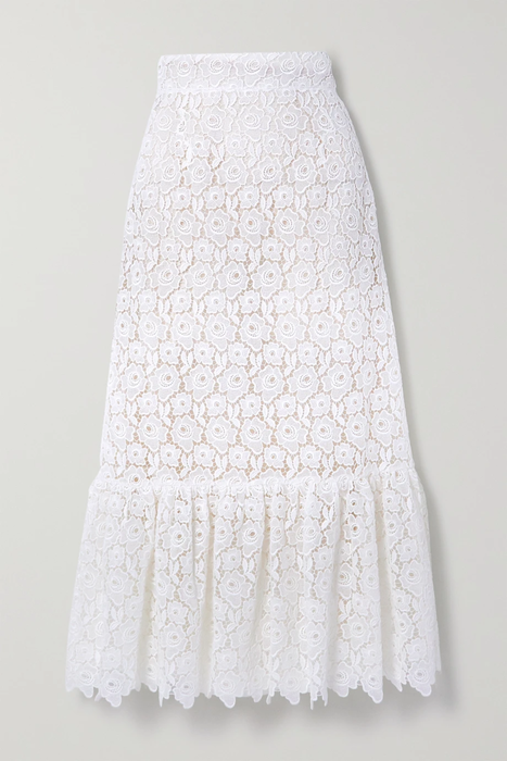 유럽직배송 미우미우 MIU MIU Ruffled cotton-blend guipure lace midi skirt 31432202865463610