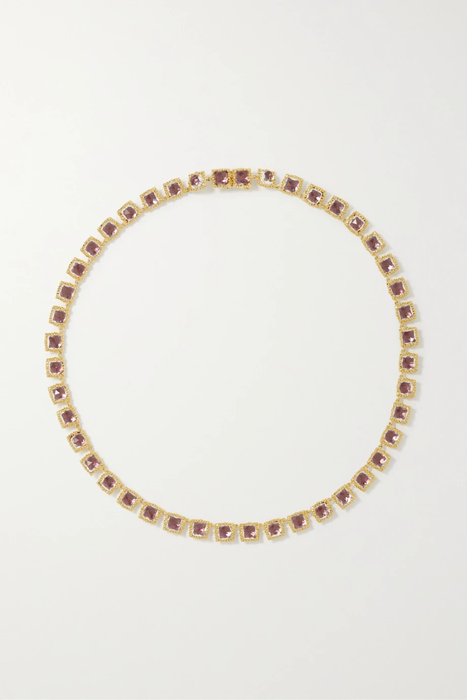 유럽직배송 LARKSPUR &amp; HAWK Bella Mini Rivière rhodium-dipped quartz necklace 24062987016821521