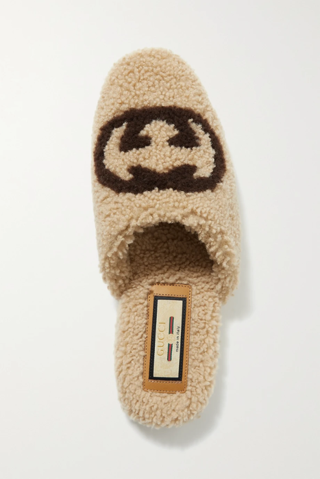 유럽직배송 구찌 GUCCI Eileen logo-print shearling slippers 31840166392357545