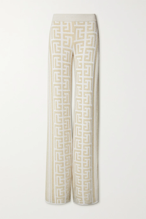 유럽직배송 발망 팬츠 BALMAIN Metallic jacquard-knit wide-leg pants 22250442026127931