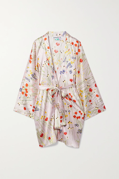 유럽직배송 베르나데트 로브 BERNADETTE Peignoir belted floral-print stretch-silk satin robe 15546005222242376