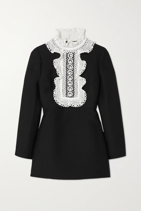 유럽직배송 발렌티노 미니원피스 VALENTINO Embellished guipure lace-trimmed wool and silk-blend mini dress 16114163151061096