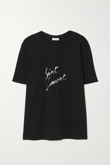 유럽직배송 생로랑 SAINT LAURENT Printed cotton-jersey T-shirt 22527730566238143