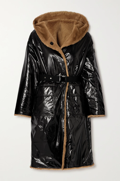 유럽직배송 몽클레어 코트 MONCLER Actee reversible hooded belted glossed-shell and faux shearling coat 11452292646616481
