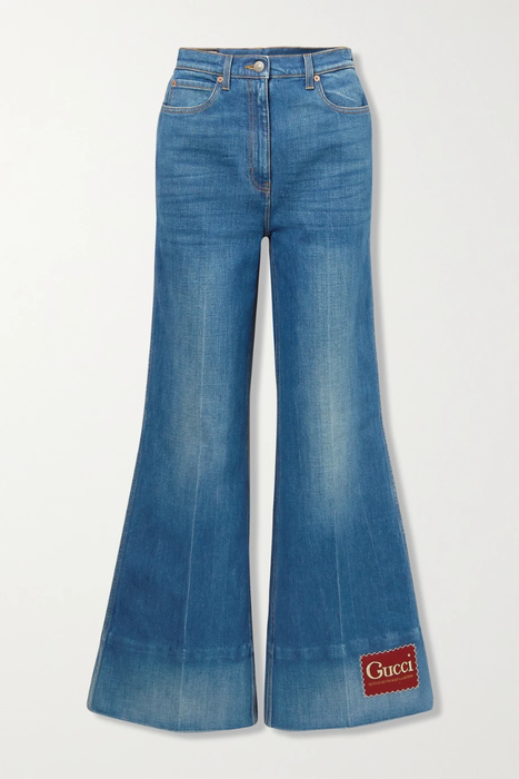 유럽직배송 구찌 GUCCI Appliquéd high-rise flared jeans 29419655932636195