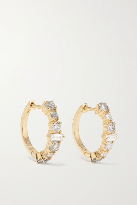 유럽직배송 일레아나마크리 귀걸이 ILEANA MAKRI 18-karat gold diamond hoop earrings 25185454457517497