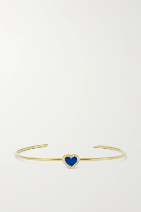 유럽직배송 JENNIFER MEYER Extra Small Heart 18-karat gold, lapis lazuli and diamond cuff 6630340696700196