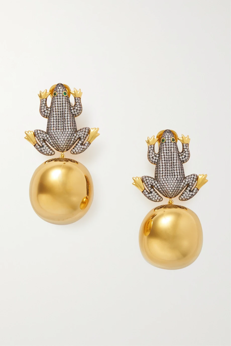 유럽직배송 베굼칸 클립 귀걸이 BEGÜM KHAN Prince Frog Party gold-plated crystal clip earrings 27086482324729909