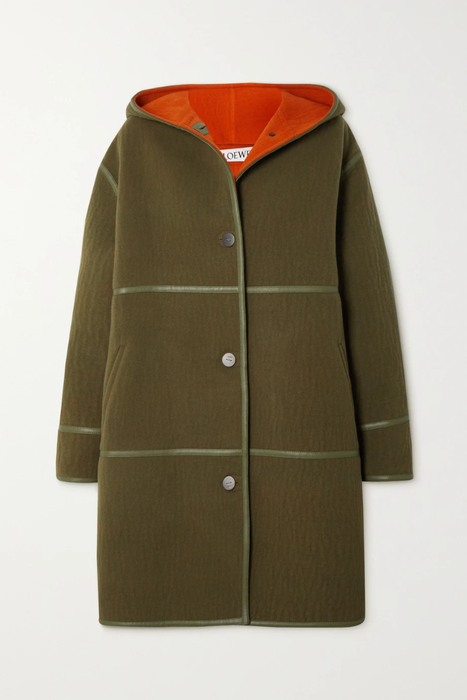 유럽직배송 로에베 LOEWE Hooded leather-trimmed wool-felt coat 25185454456167271
