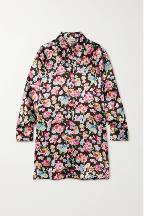 유럽직배송 가니 GANNI Floral-print satin pajama shirt 24665545640531463