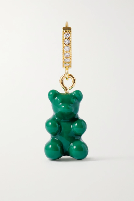 유럽직배송 크리스탈헤이즈 귀걸이 CRYSTAL HAZE JEWELRY Nostalgia Bear gold-plated, resin and cubic zirconia single hoop earring 36856120585297576