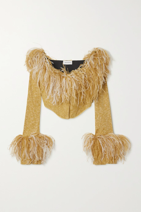 유럽직배송 16알링턴 16ARLINGTON Onoko feather-trimmed ribbed-knit top 24665545640562268