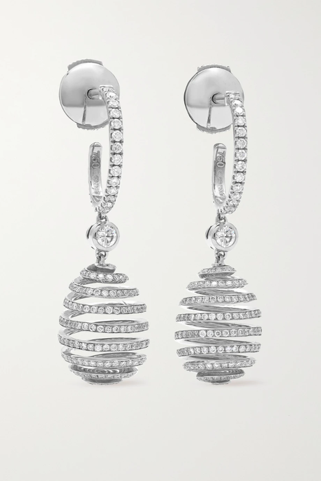 유럽직배송 파베르제 귀걸이 FABERGÉ Essence 18-karat white gold diamond hoop earrings 24665545640577874
