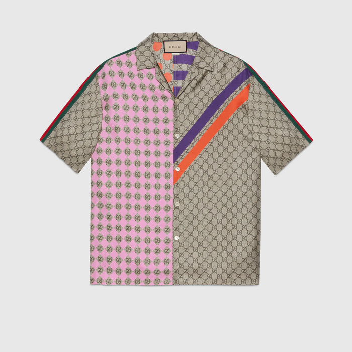 유럽직배송 구찌 GUCCI Gucci Geometric GG print bowling shirt 681207ZAIDF9724