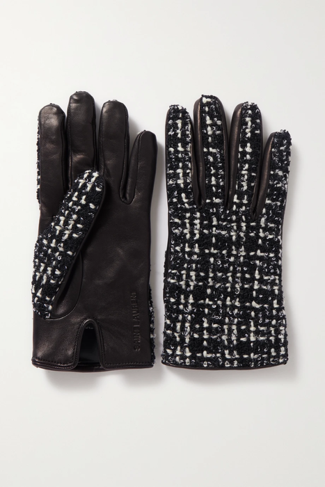 유럽직배송 생로랑 SAINT LAURENT Cashmere-blend bouclé-tweed and leather gloves 16114163151128710