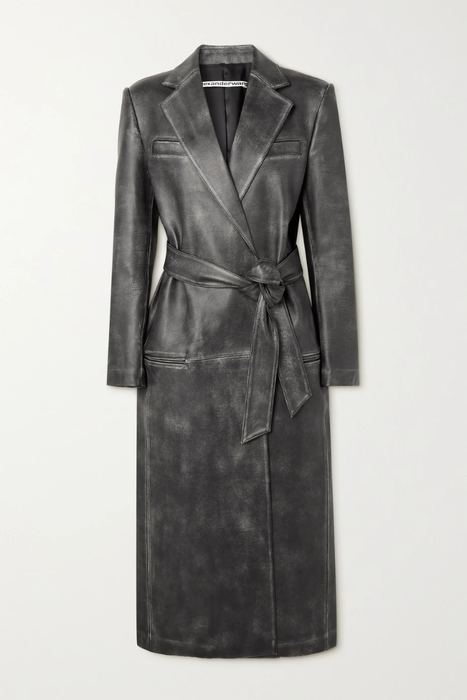 유럽직배송 알렉산더왕 코트 ALEXANDER WANG Belted distressed leather coat 24665545640562342