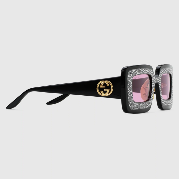유럽직배송 구찌 GUCCI Gucci Rectangular-frame sunglasses with crystals 663760J07401056