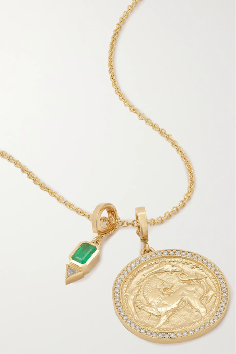 유럽직배송 AZLEE Animal Kingdom 18-karat gold, diamond and emerald necklace 30629810019903937