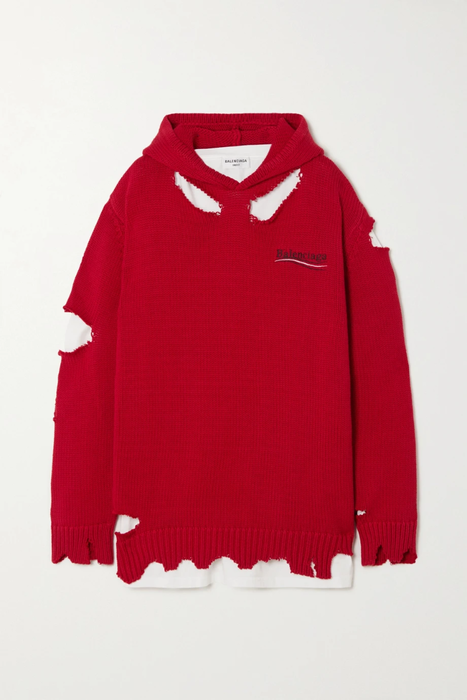 유럽직배송 발렌시아가 후디 BALENCIAGA Oversized layered distressed printed cotton and jersey hoodie 38063312418772508