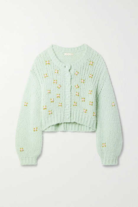 유럽직배송 러브샤크팬시 가디건 LOVESHACKFANCY Emilie embroidered open-knit alpaca-blend cardigan 24772899113598483