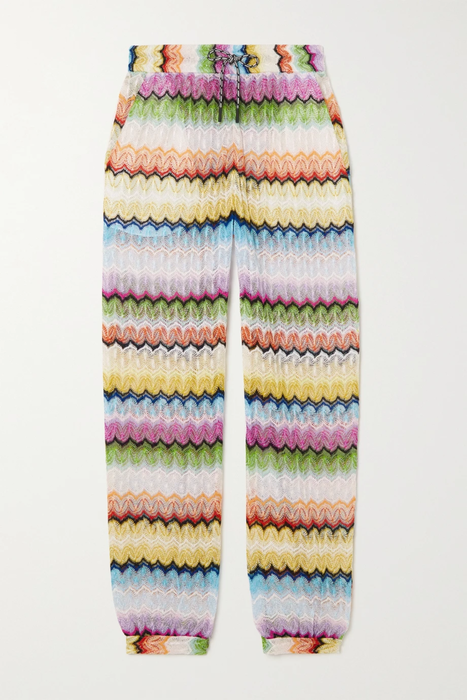 유럽직배송 미쏘니 트랙팬츠 MISSONI Striped crochet-knit track pants 25185454455647504